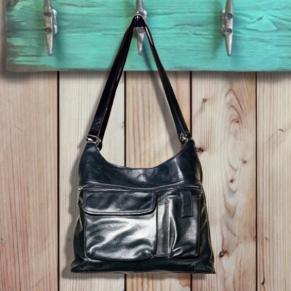 Fossil black leather shoulder bag